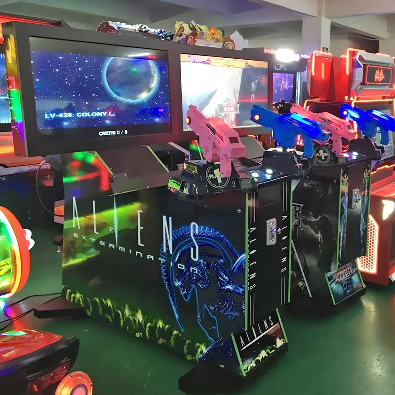 Children's Video City Double Gun Amusement Machine Firepower Fully Open Alien Vietnam War Ghost House Large Shooting Coin Game Machine