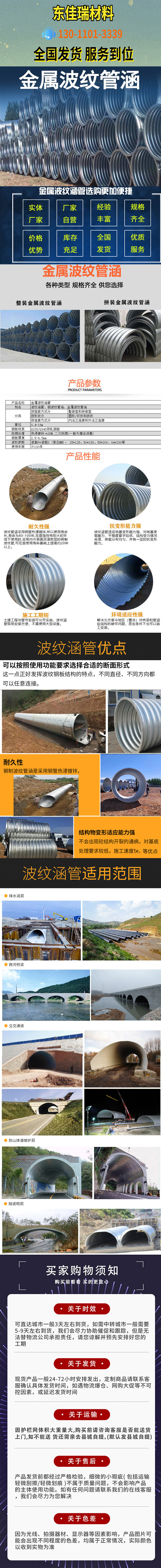 Steel corrugated culvert pipe, large-diameter buried hot-dip galvanized steel corrugated pipe, bridge culvert drainage pipe