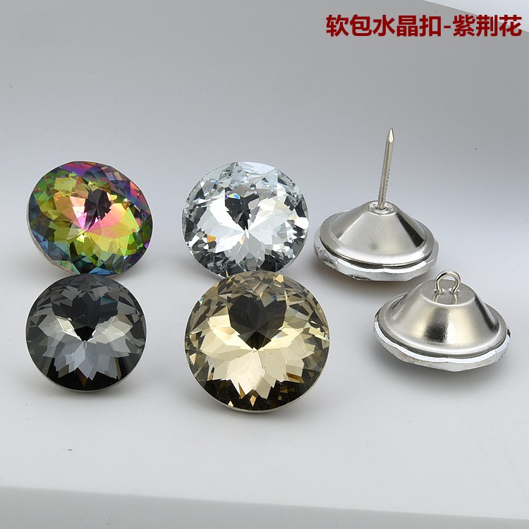 Wholesale of manufacturer's soft bags, crystal transparent background wall decorative buttons, bedside glass buttons, sofa buttons, nail buttons