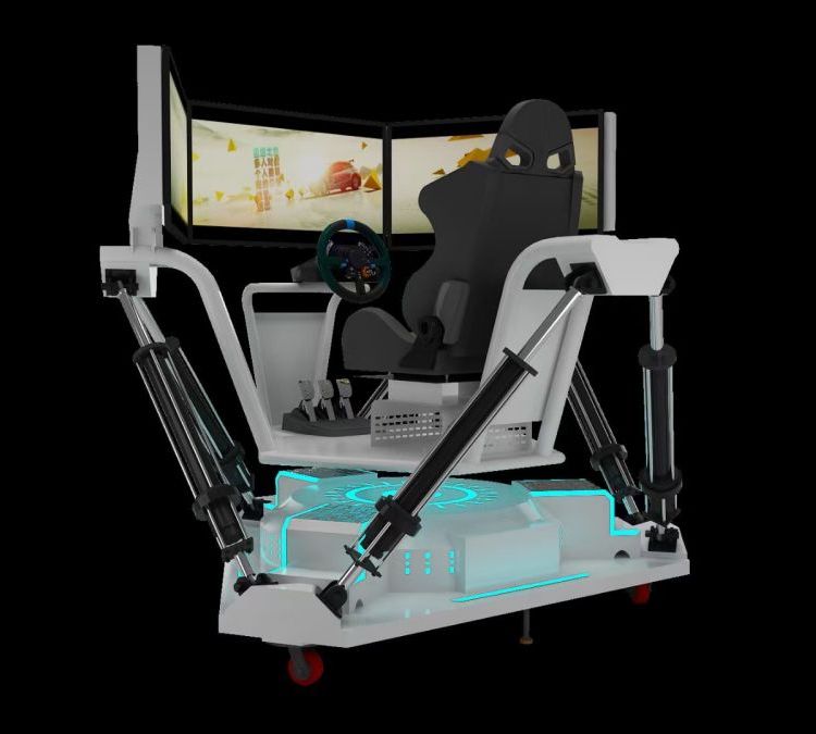 VR three screen racing, three axis simulation game, six axis dynamic driving experience simulator, VR virtual interactive device