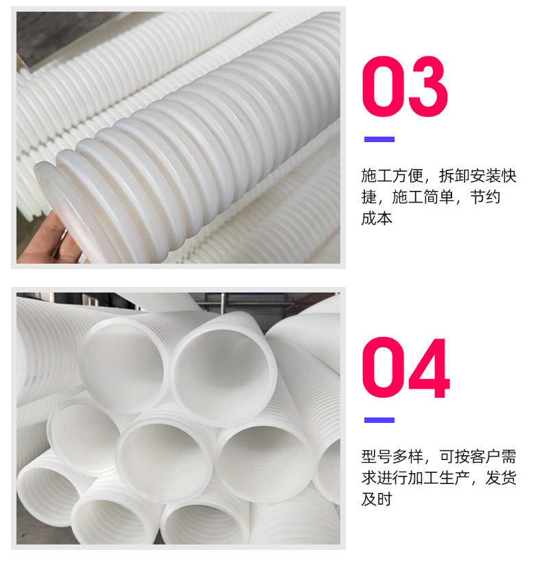 HDPE single wall double wall corrugated pipe with small hole diameter of 50 80mm for tunnel drainage PE pipe