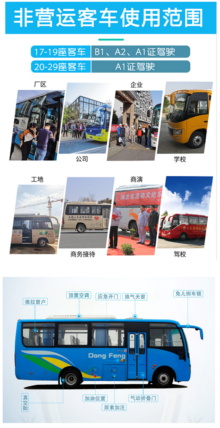 Tianyi Non Operating Medium Bus -19 Seat Bus - Employee Transfer Commuter