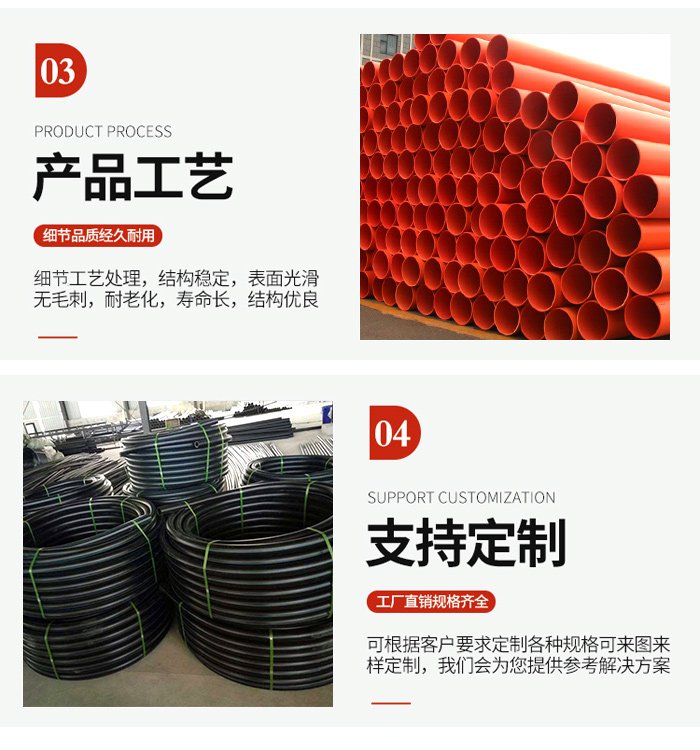 Yuanshuo non excavation PE water supply pipe DN315 1.0Mpa solid wall drainage pipe power conduit