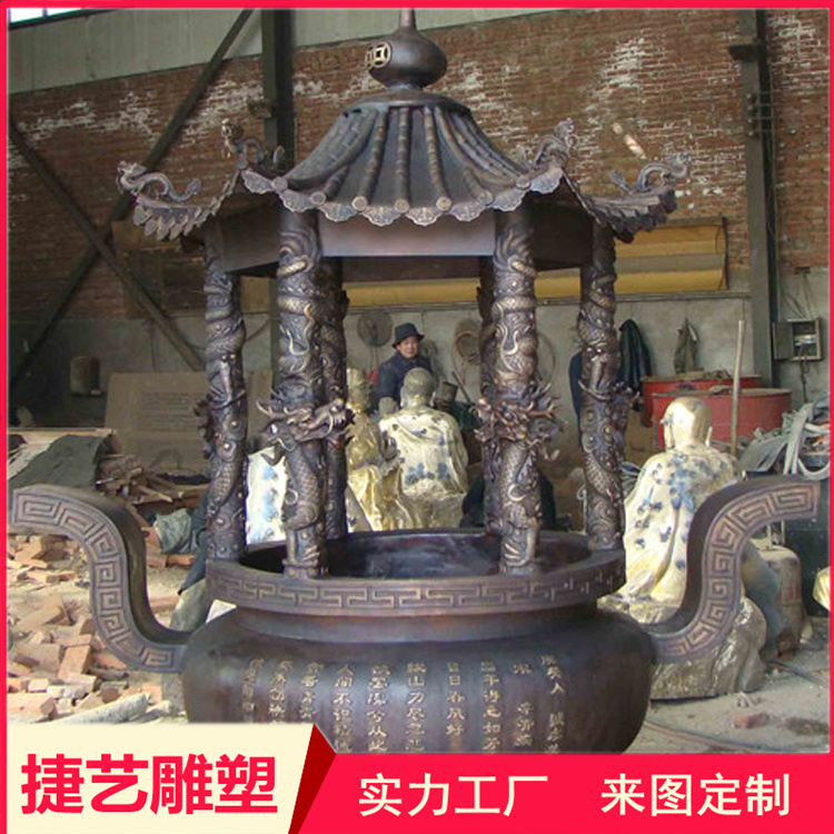 2 meter copper incense burner, Palace Museum decorations, 11 meter copper tower furnace sculpture, customized long cast iron pagoda