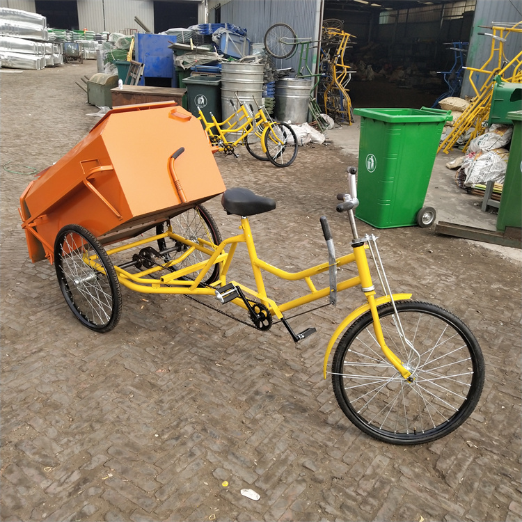 Supply community property, pedal sanitation tricycle, self unloading, manual cleaning, garbage removal vehicle