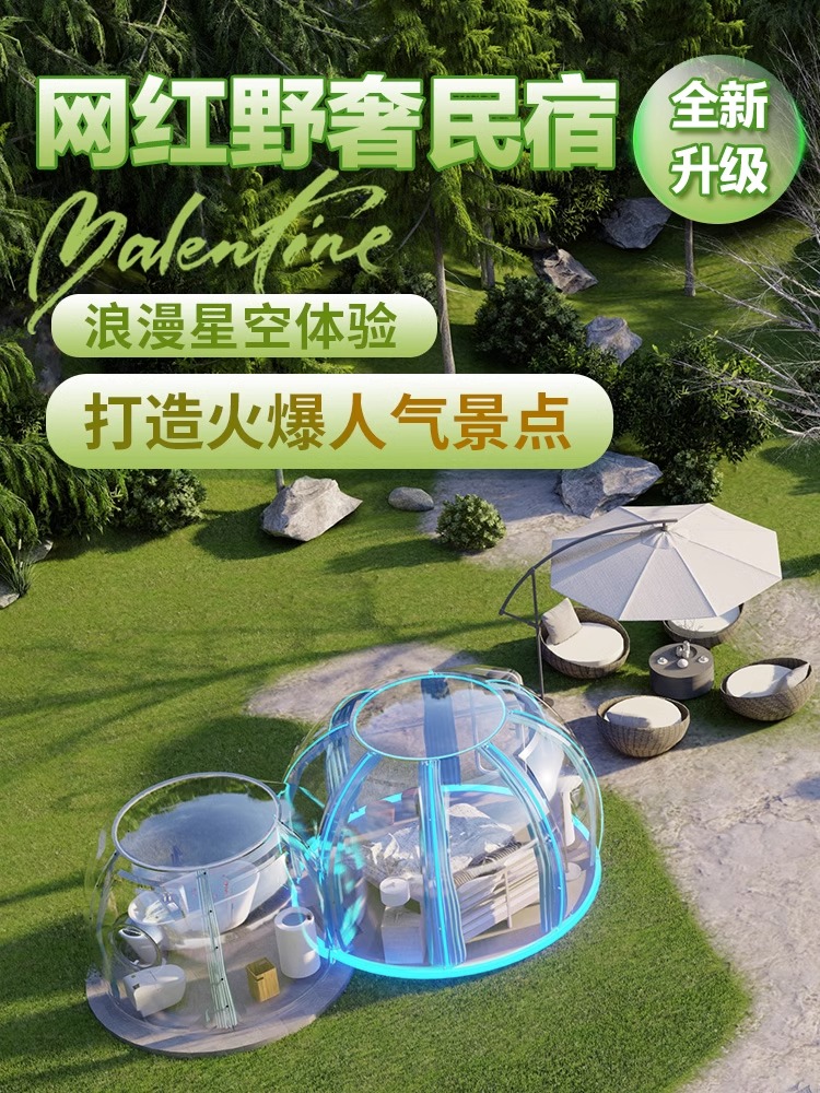 Zhongqiang Wanghong Outdoor Transparent House Camping Tent Wedding Scene Starry Sky Room Dining Bar Mosquito proof Spherical Milk Tea Shop