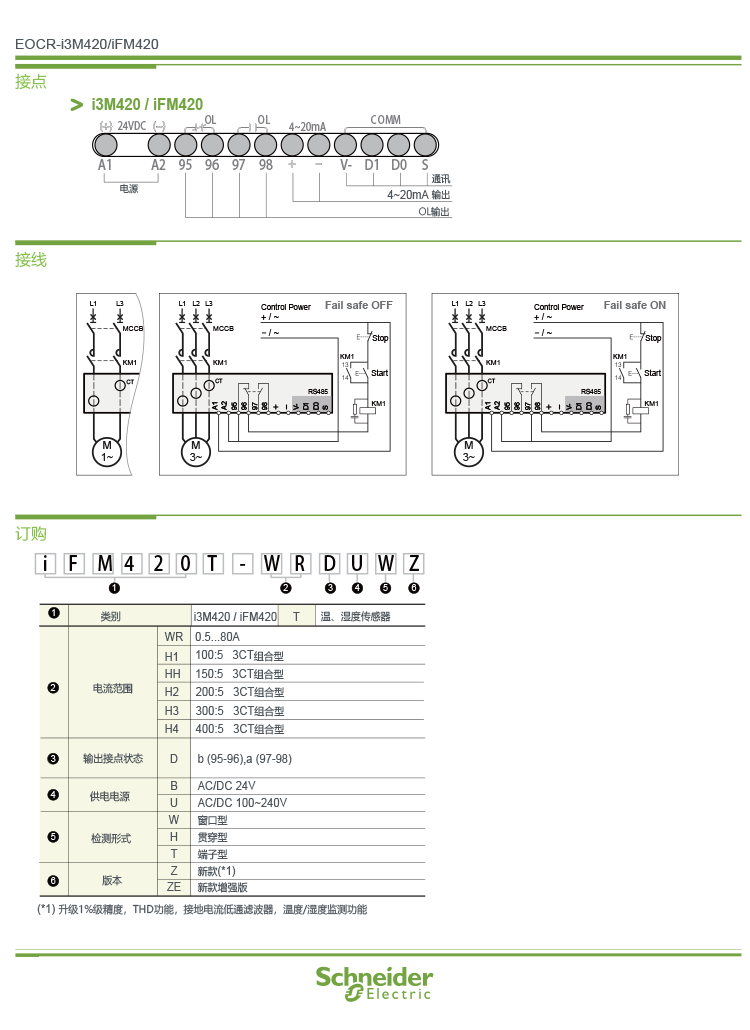 [Schneider] IFM420-WRDUHZ Motor Protector Penetration Type/4-20mA/485 Communication Interface