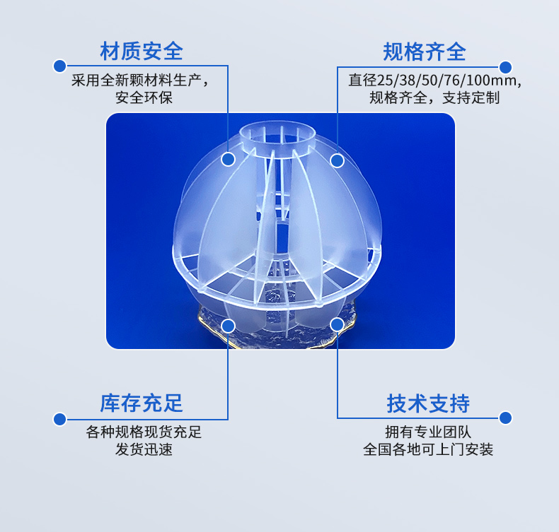 PP multi sided hollow ball packing, water washing ball, plastic dust removal, waste gas desulfurization tower, cooling tower, spray tower, environmental protection ball