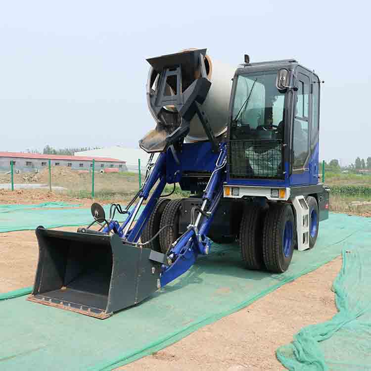 Self unloading and loading mixer truck, 2.4 square meter small concrete mixing tank truck, used for leveling rural self built houses