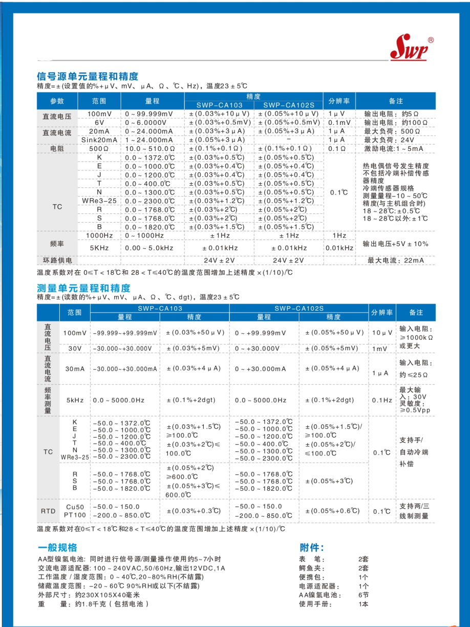 SWP-CA103/CA102S portable calibrator (new) signal detector manufacturer