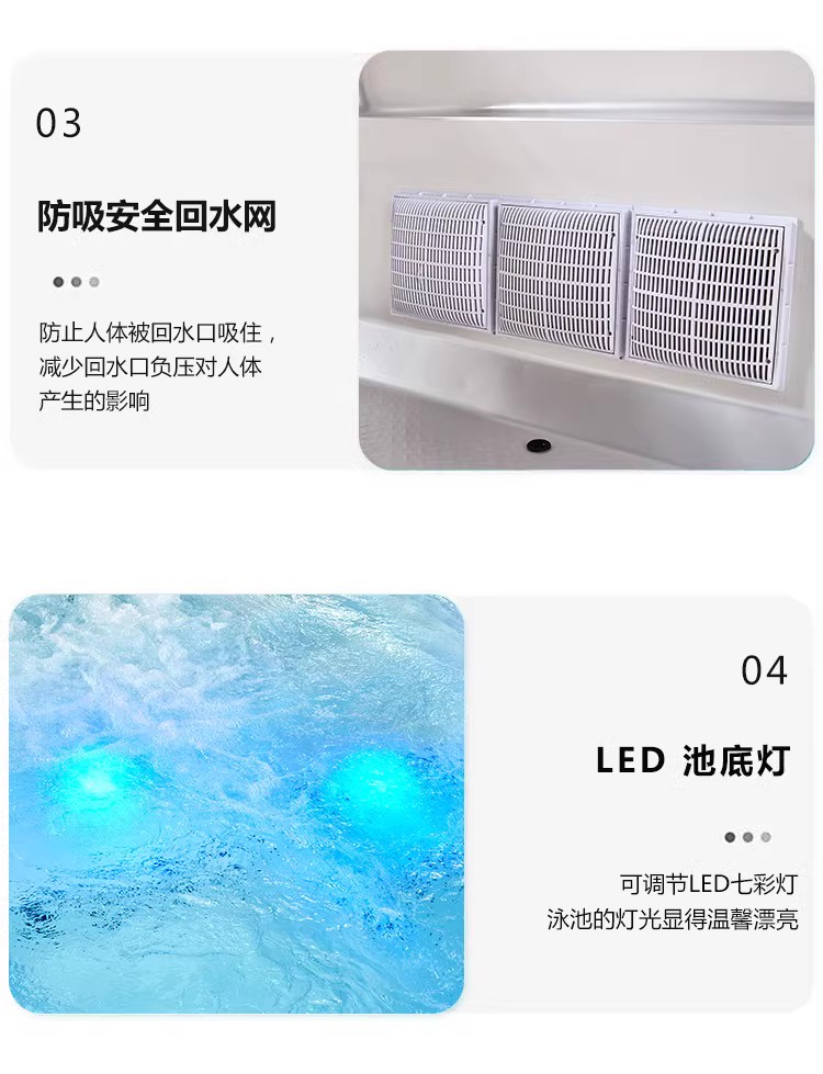 Yihua Bathroom Outdoor Imported Acrylic Infinite Swimming Pool with a length of 12 meters and a width of 3 meters, Surf style Massage Integrated