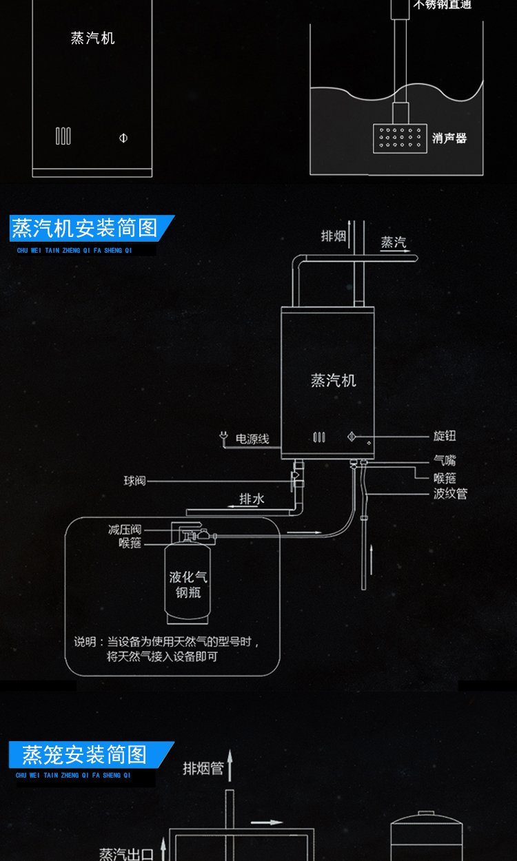 Commercial gas steam generator Steam engine bean curd boiling machine wine making steam Mantou machine natural gas energy-saving boiler