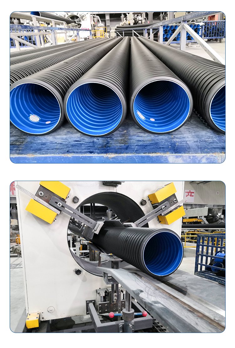 Solid HDPE double wall corrugated pipe SN8 ring stiffness drainage pipe DN200-DN800 sewage pipe