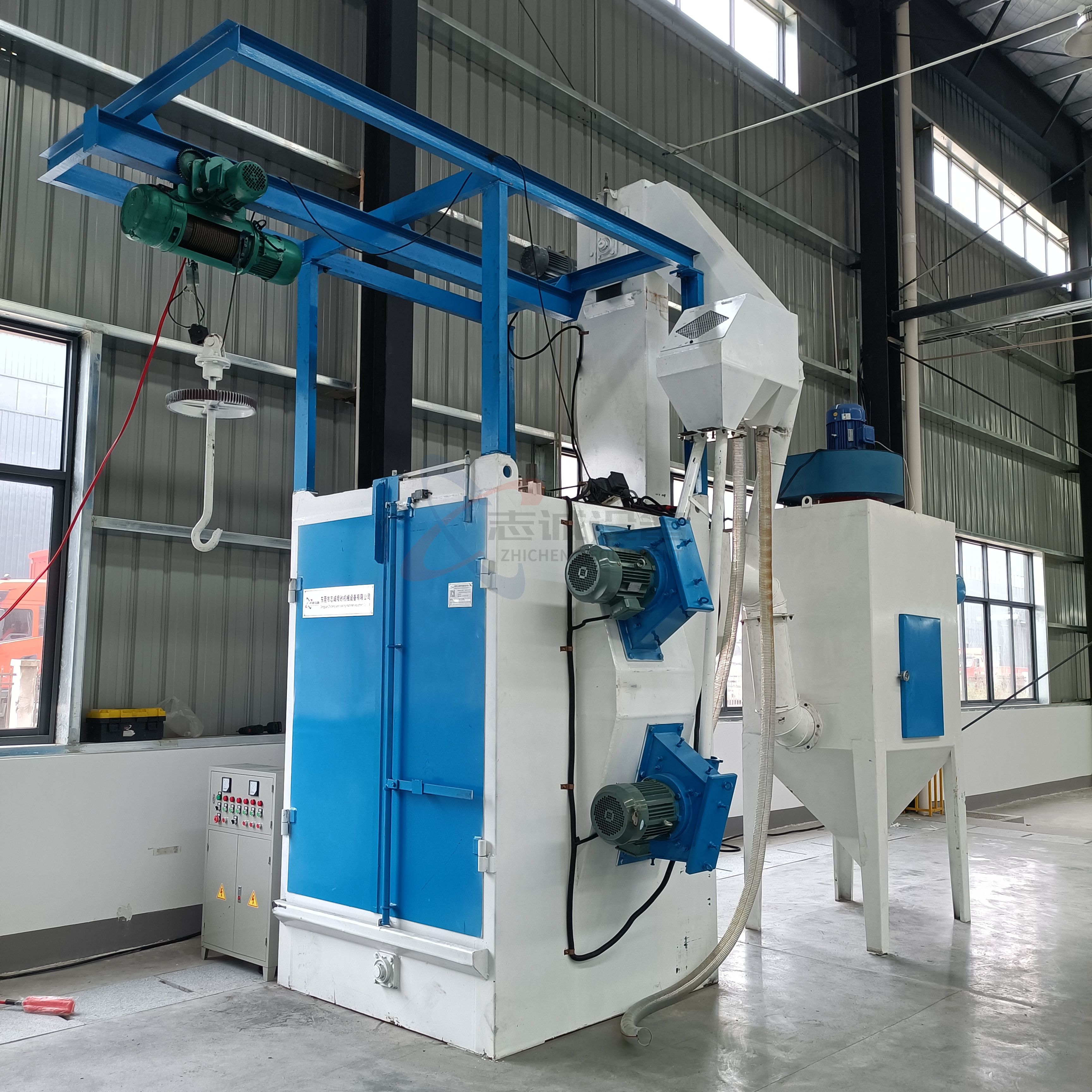 Large hook type shot blasting machine, batch cleaning, rust removal, polishing, sandblasting and shot blasting machine for steel shot blasting surface