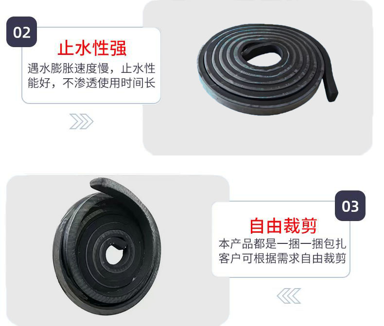 PZ250 product type water expansion sealing strip, settlement joint with water expansion strip, spot made with wind generated water