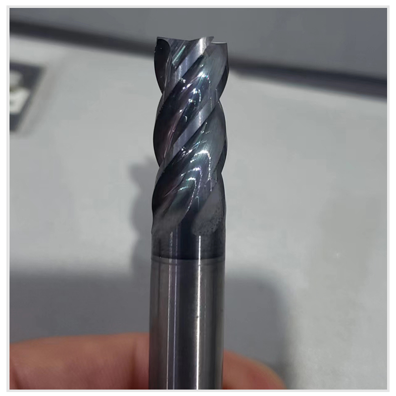 Eutian 55 degree 4-blade tungsten steel hard alloy coating CNC cutting tool spiral flat bottom chamfer end milling cutter