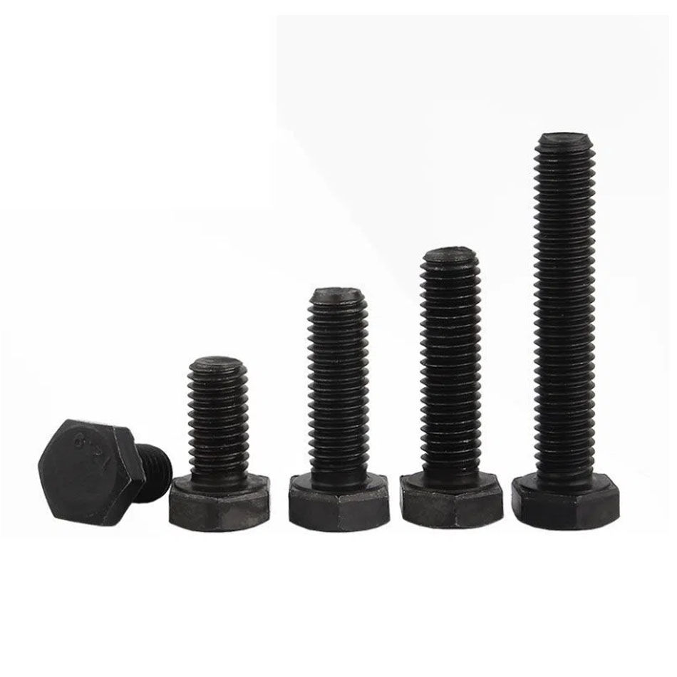 High strength bolts, external hexagonal screws, carbon steel oxidation blackened full thread studs, available for sale in stock