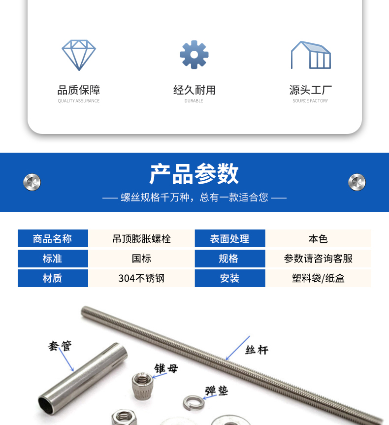 Extended Wall plug stainless steel 304 316 carbon steel alloy steel non-standard customized spot