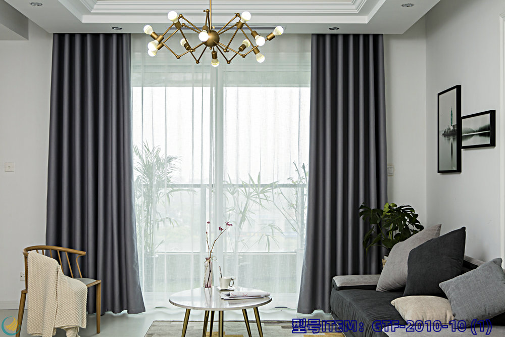 Yi Chuang Curtain Textile High Tavni Silk Spin Polyester Tavhan Silk Spin Double sided Same Color High Shading Engineering Home Decoration Curtain
