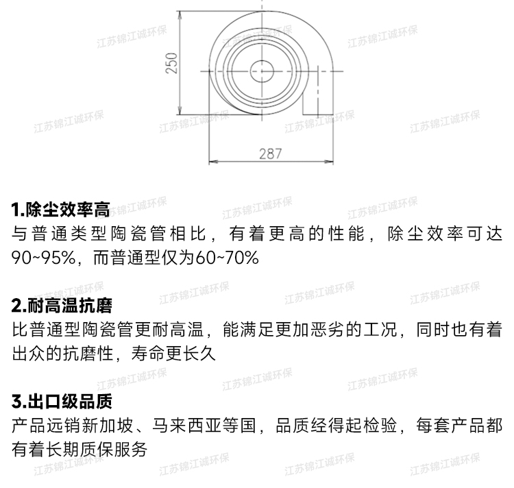 Tangential cyclone cast iron ceramic bullet head ceramic tube high-efficiency multi tube vortex dust collector accessories