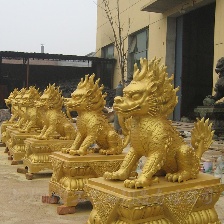 2 meter copper kylin processing doorstep feng shui copper god beast fire kylin customized copper pixiu jie yi