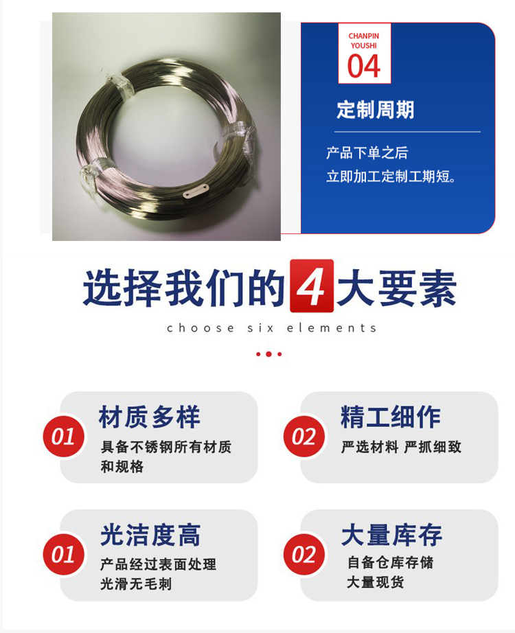 304 stainless steel wire, 1/1.2/1.5mm coiled hydrogen quenched bright wire, fine steel wire per kilogram