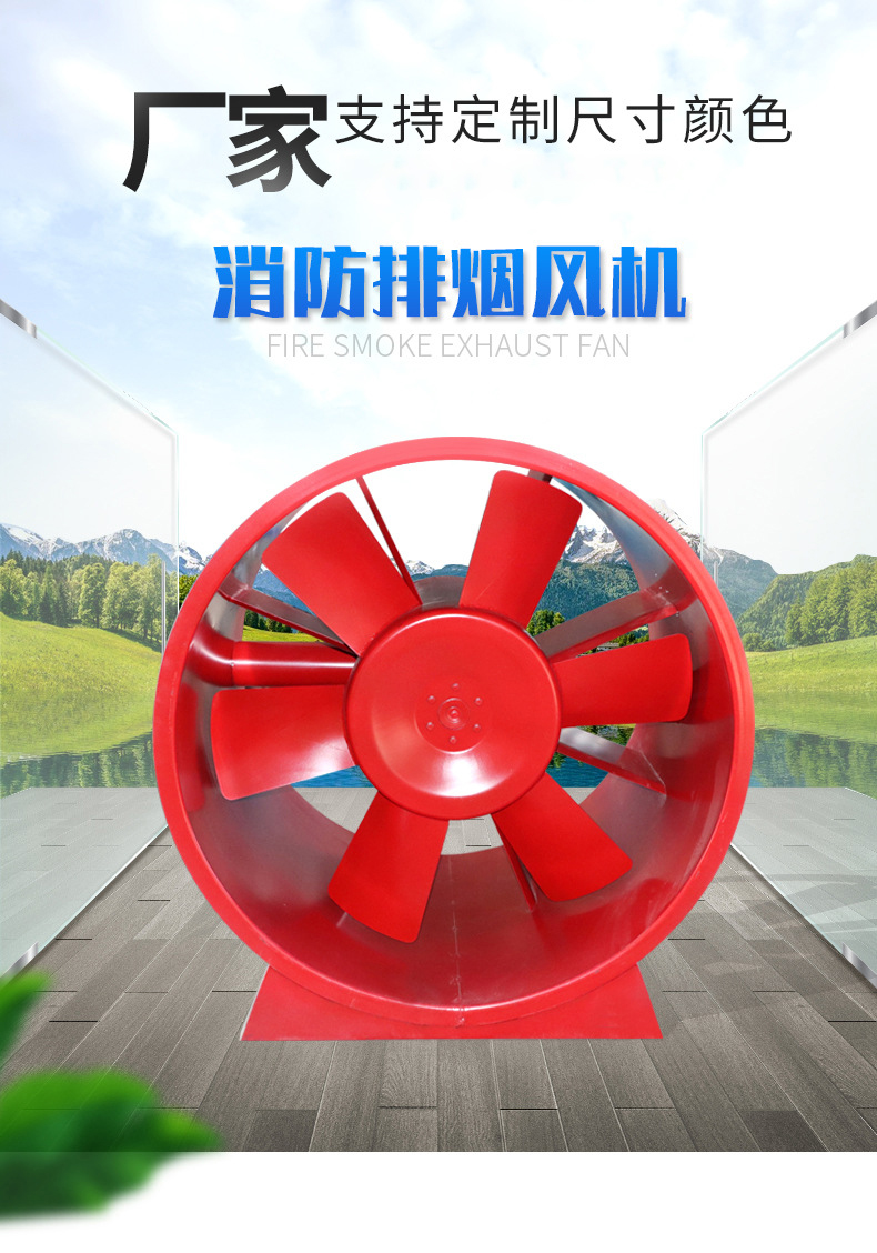 Axial flow fan, stainless steel, axial flow smoke exhaust fan, high temperature resistance, low noise, large air volume, 380V, customized