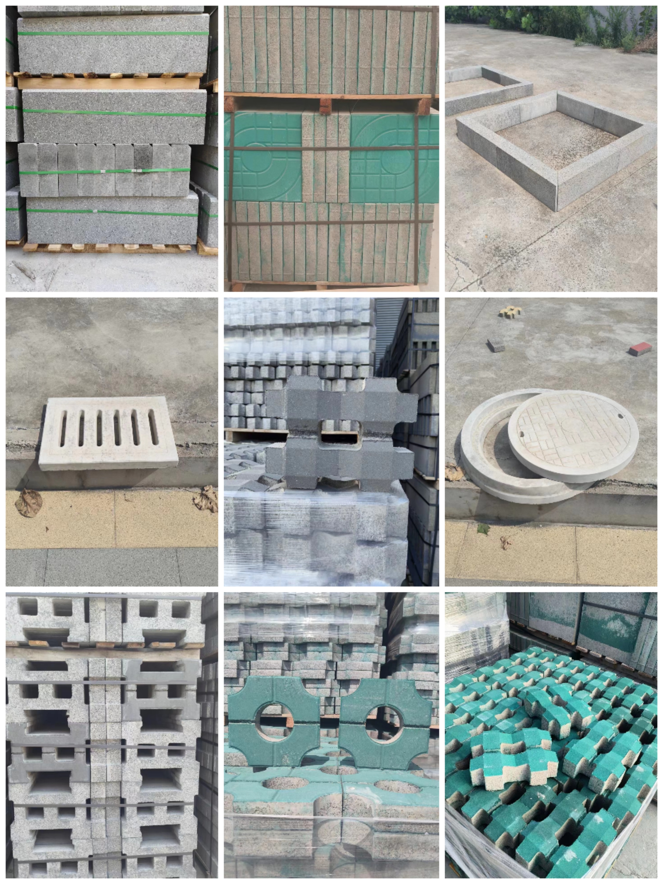 Hexagonal slope protection brick module brick well, splayed grass planting brick, tactile paving brick, tree enclosure, stone well cover