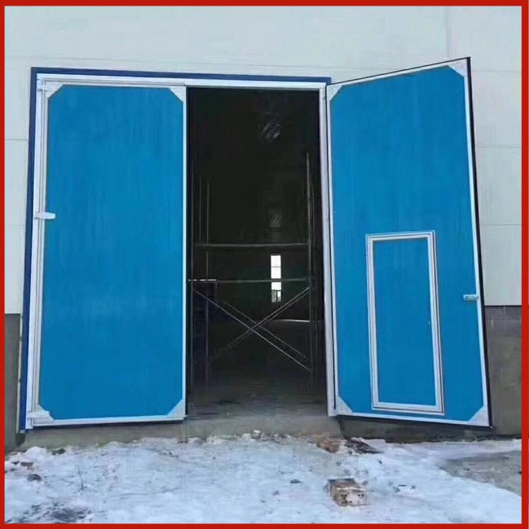 Color coating process for factory doors in large swing door workshops Polyurethane filled rock wool insulation