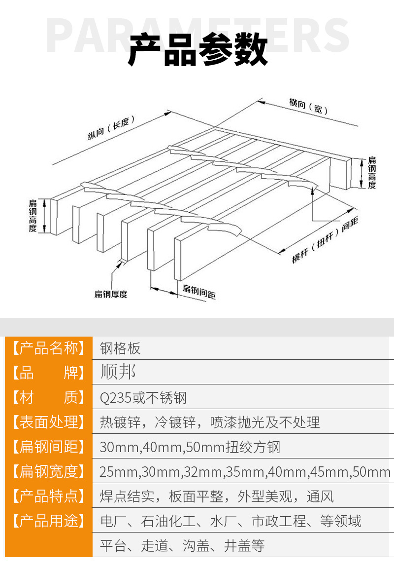 Galvanized steel grating, heavy-duty stainless steel platform, steel grating plate, plug-in steel grating composite cable trench cover plate