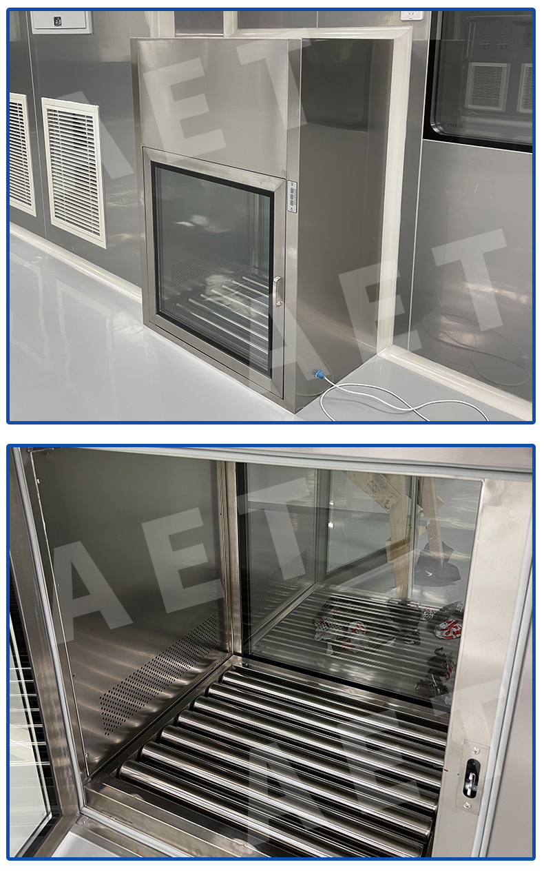 Transmission window mechanical interlocking AET with good airtightness, clean workshop design, 10000 level purification project