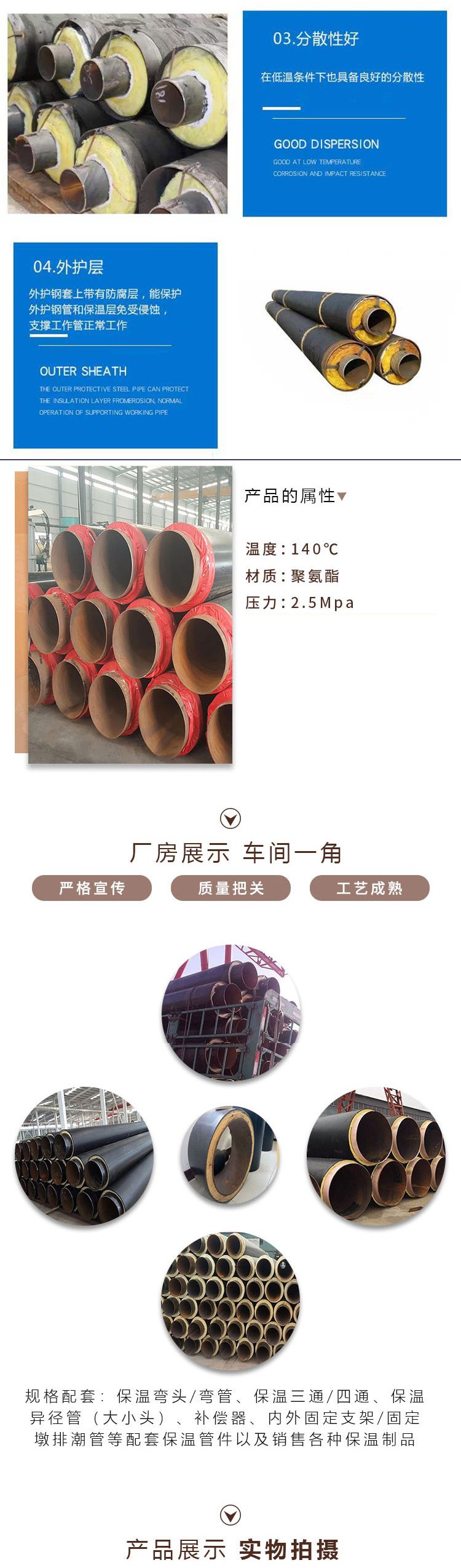 Fangda Pipeline Steel Sleeve Steel Steam Insulation Prefabricated Direct Buried Polyurethane Insulation Galvanized Iron Sheet Insulation