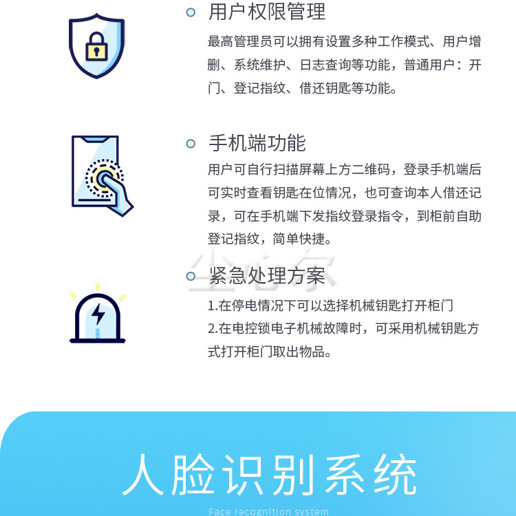 The company's real estate smart key cabinet scanning fingerprint recognition method supports customization when unlocking