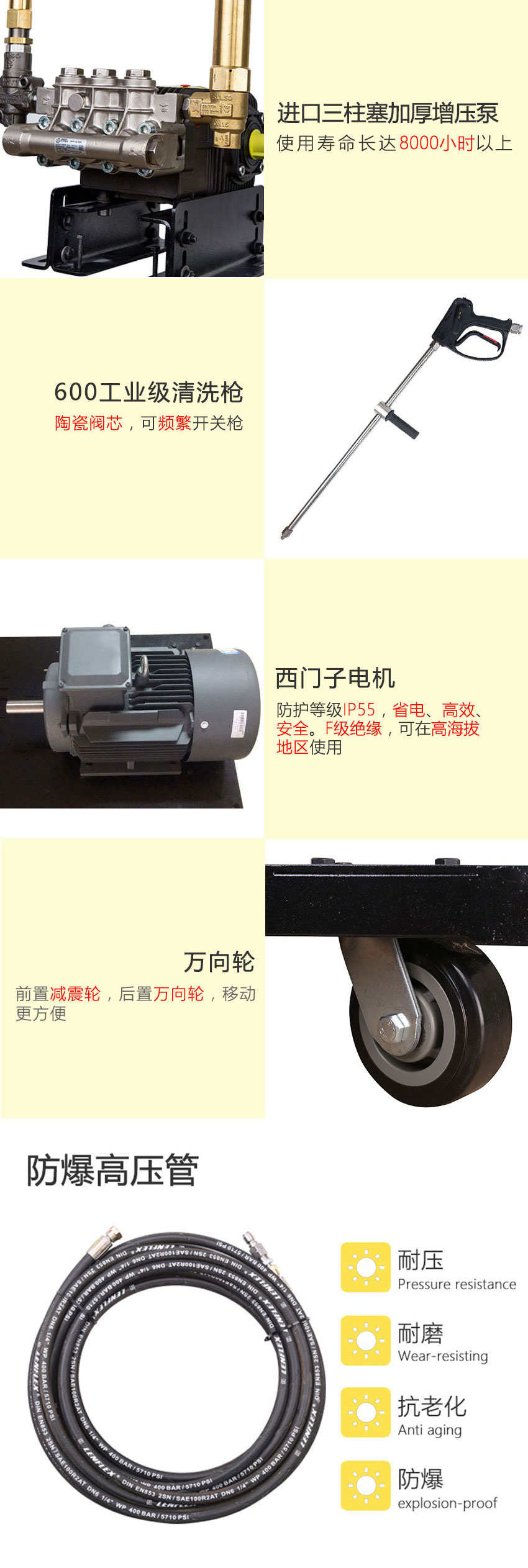 500kg pressure rust removal high-pressure water gun can work continuously. Jundao high-pressure cleaning machine source manufacturer