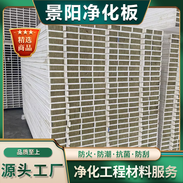 玻镁岩棉净化板加工定制 实验室无尘车间洁净板厂家 景阳