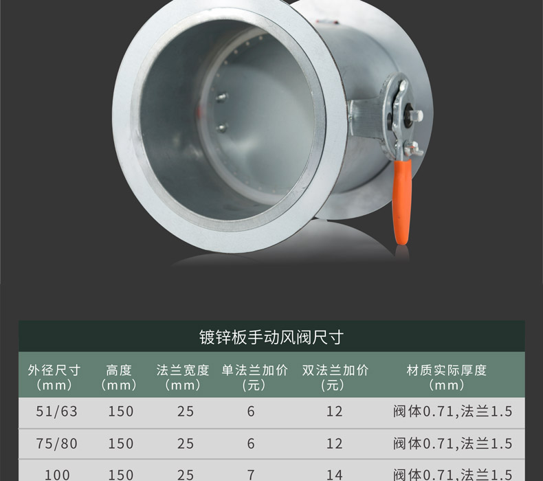 Wu Yue Environmental Protection Fresh Air System Galvanized Stainless Steel Closed Circular Manual Air Valve Regulating Valve