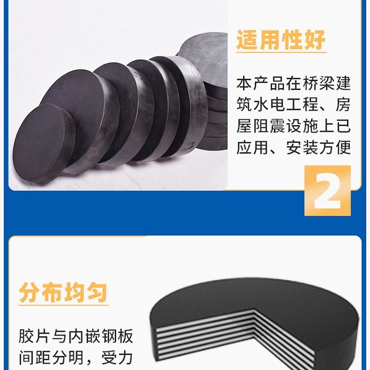 International plate circular rubber bearing for Qingtian Road Bridge GYZ 200 * 300 * 41 shock-absorbing plate bearing