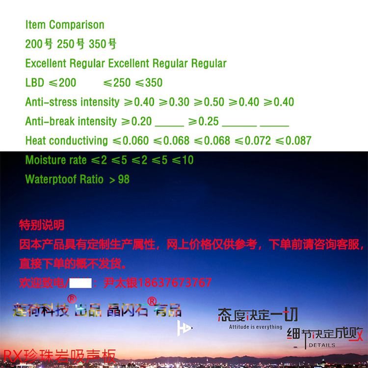 Moistening bead hydrophobic resin expansion Perlite insulation board fireproof thermal insulation products roof wall