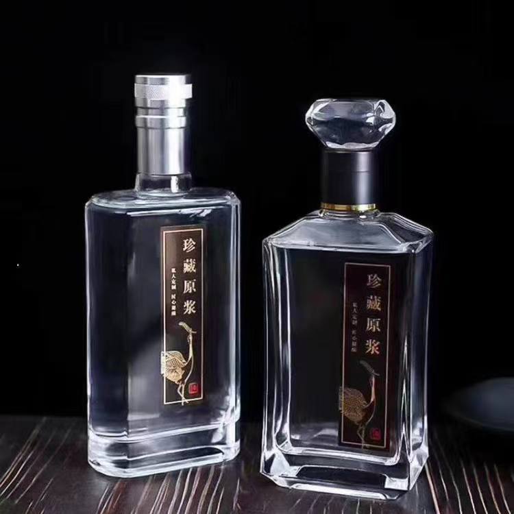 Manufacturers wholesale one jin white wine bottle 500ml transparent glass wine bottle creative empty wine bottle Shunxu glass products