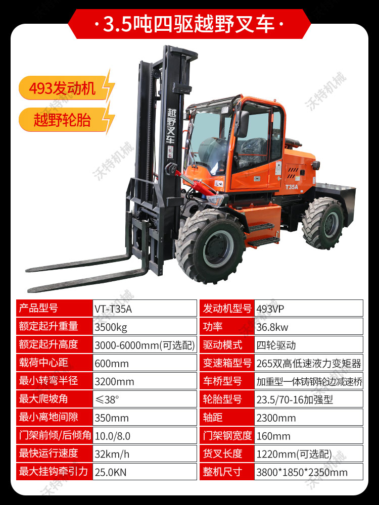 Four wheel drive off-road forklift 3.5t new 5t 6t stacking hydraulic Cart diesel four-wheel fork lift truck