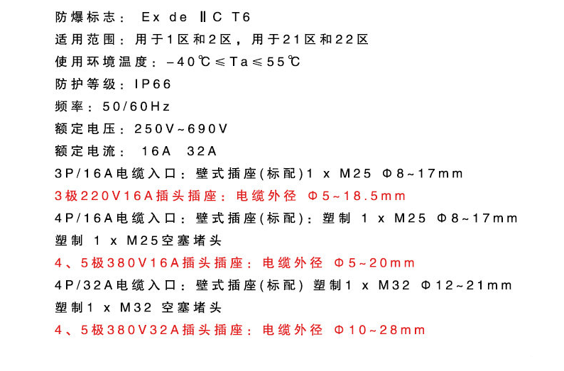 BCZ8050- Explosion-proof and corrosion-proof non-sparking connector socket plug 16A32A 3-core