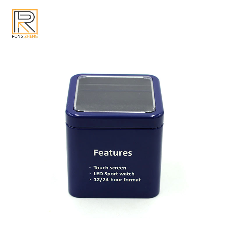 Customized square tinplate watch box with window iron box by the source manufacturer, high-end watch box with metal box