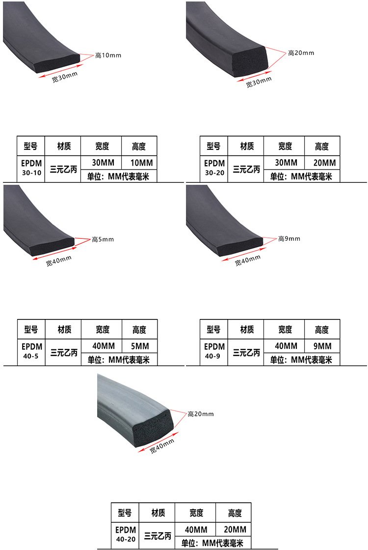 EPDM foam flat sealing strip, self-adhesive foam strip, sponge strip, ship waterproof and anti-collision strip