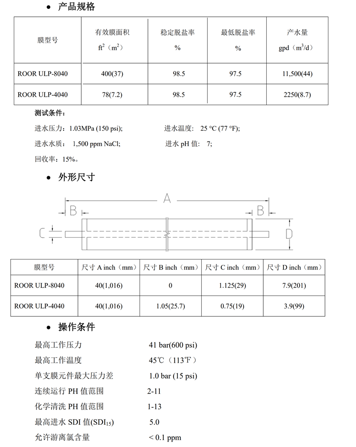 RO reverse osmosis membrane module ultrafiltration nanofiltration membrane anti fouling seawater desalination membrane ULP-HM8040