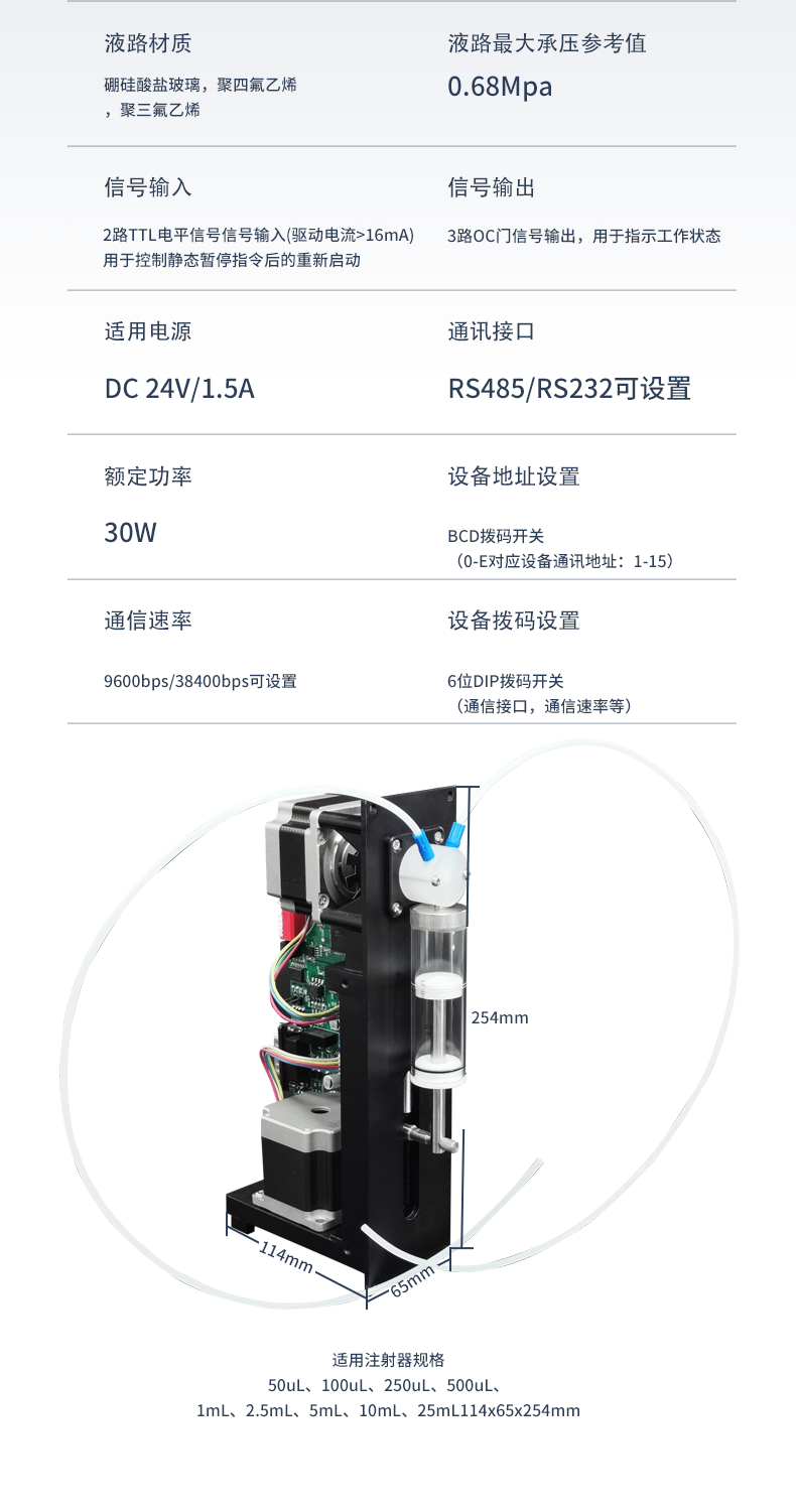 SP60-1A Industrial Injection Pump Ball Screw Drive High Precision Micro Injection Embedded Microfluidic Pump