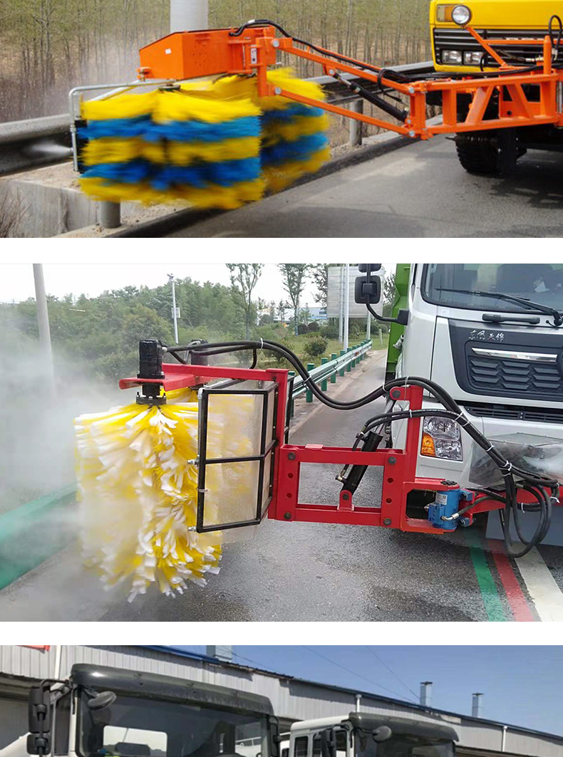 Continuous operation of small cleaning equipment for corrugated guardrail cleaning machines in urban streets