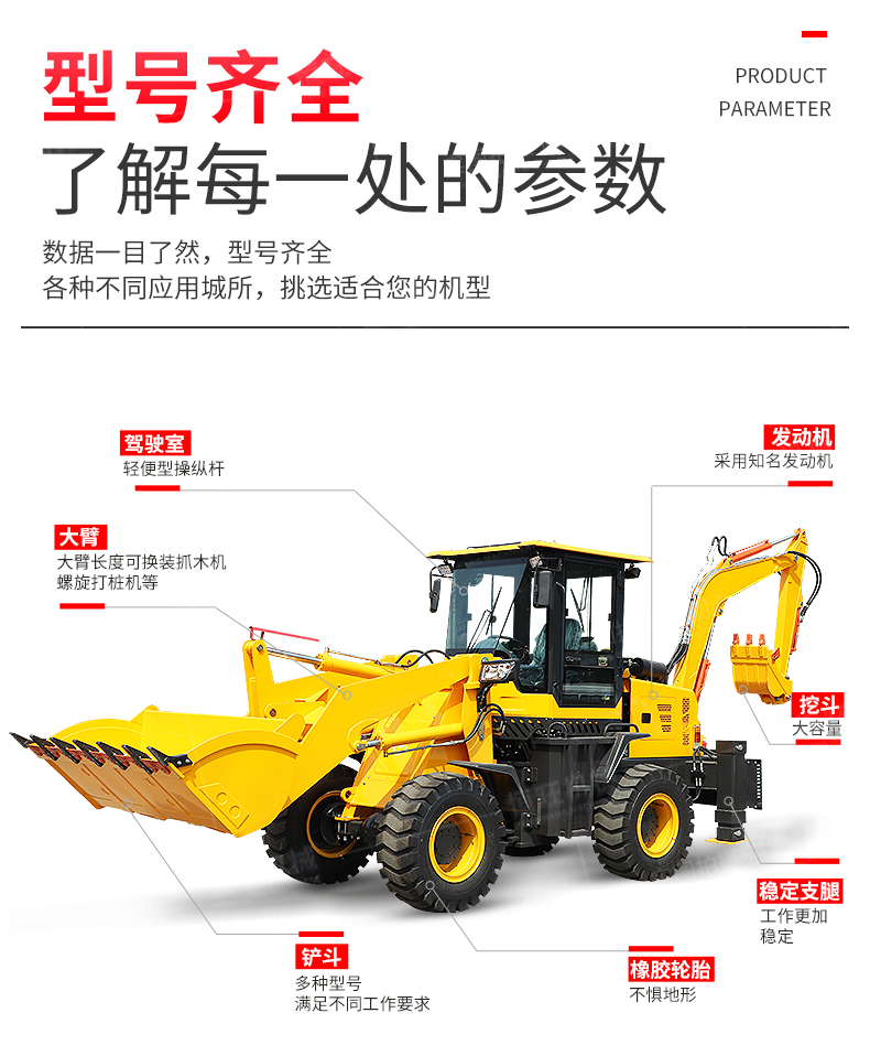 Hengwang HW15-26 Excavating and Loading Integrated Machine Two Busy Engineering Shovel Excavating Integrated Machine