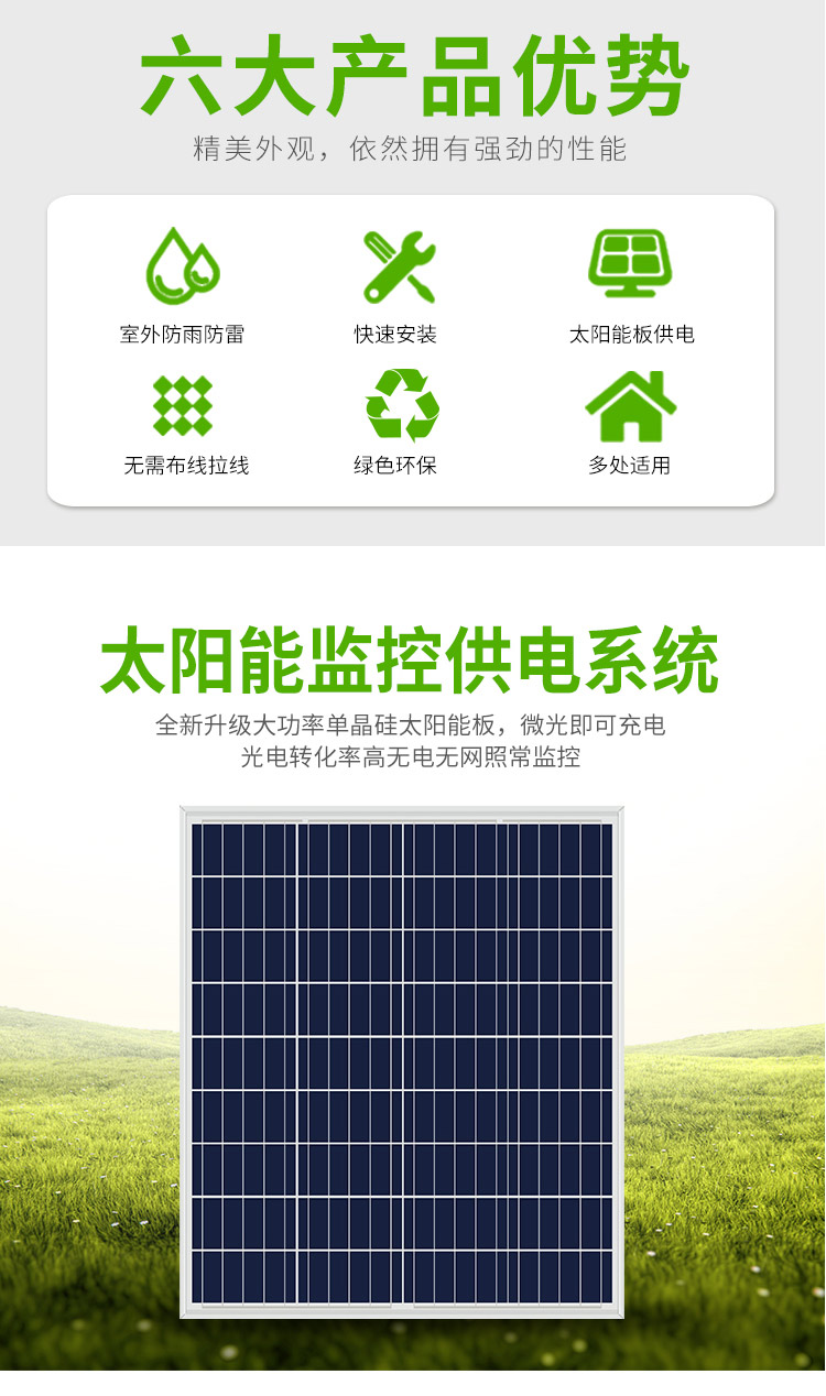 Solar monitoring and power supply system, intelligent agriculture, light storage, integrated embedded power supply, maintenance free