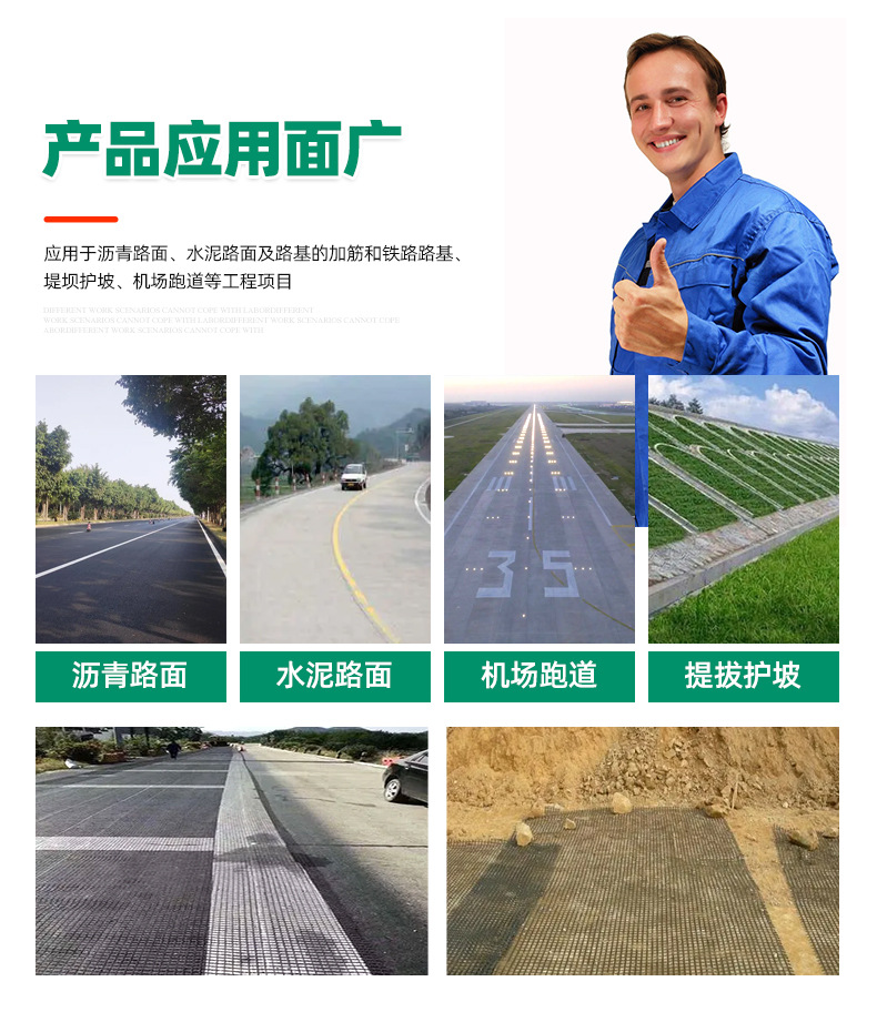 Glass fiber geogrid 50KN roadbed slope protection, retaining wall, road surface reinforcement, flame retardant coal protective mesh