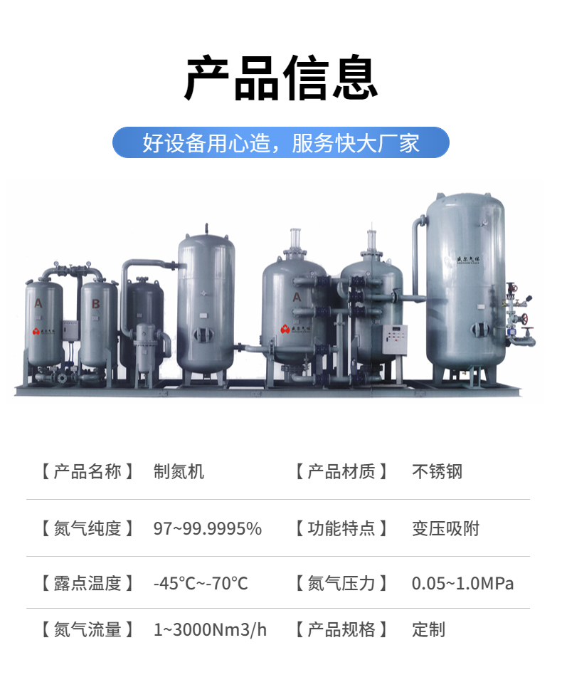 PSA nitrogen generator, intelligent technology for large-scale nitrogen production equipment, high-quality and stable nitrogen supply, simplified operation